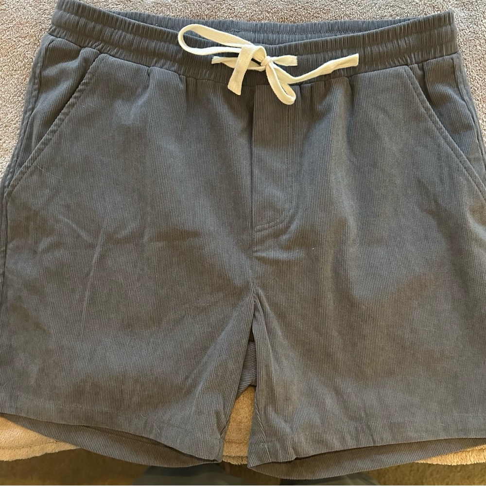 Gray Corduroy Shorts with Drawstring